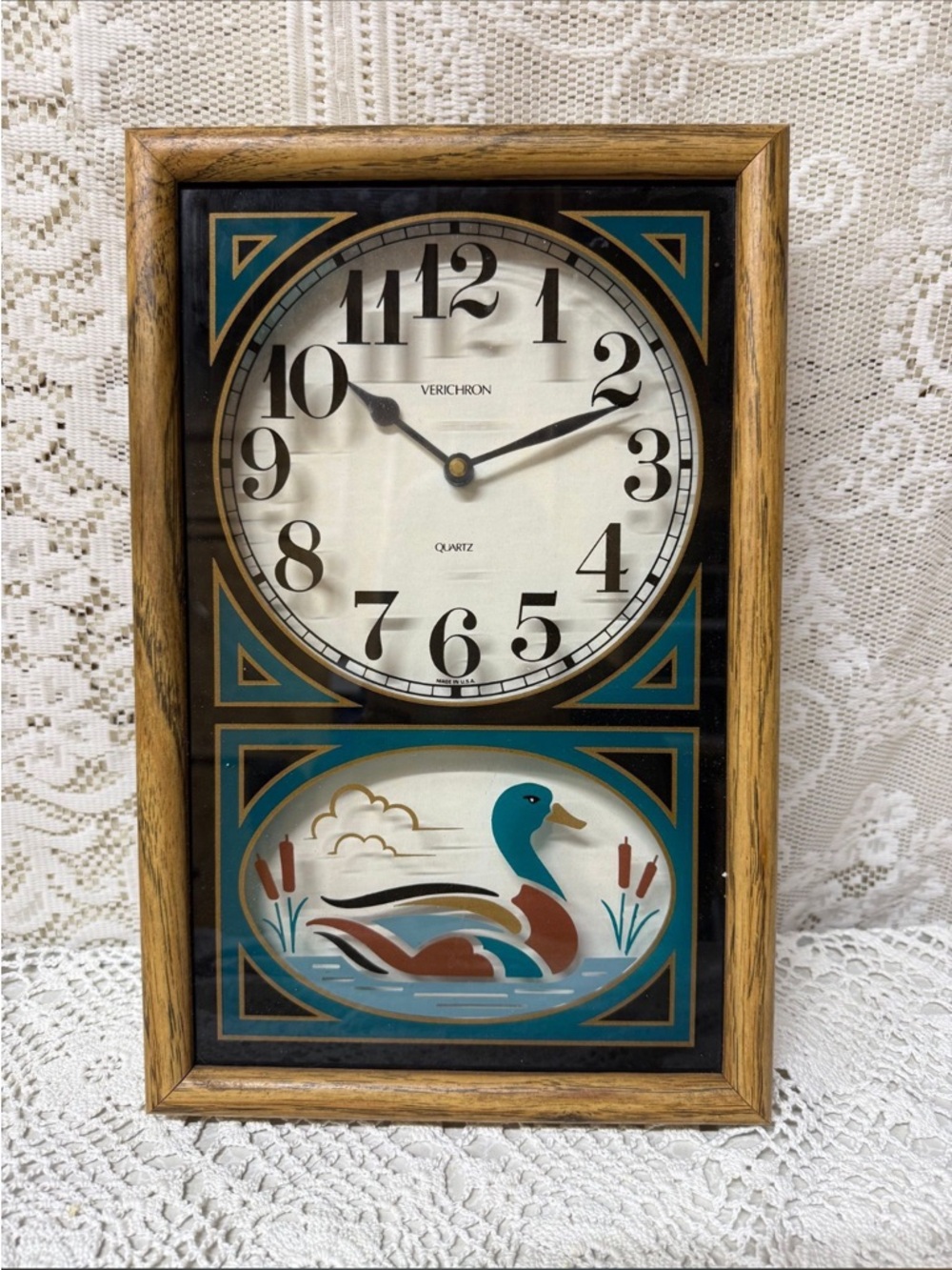 Teal and Brown Mallard Wall Clock - Decorative Home Wall Decor